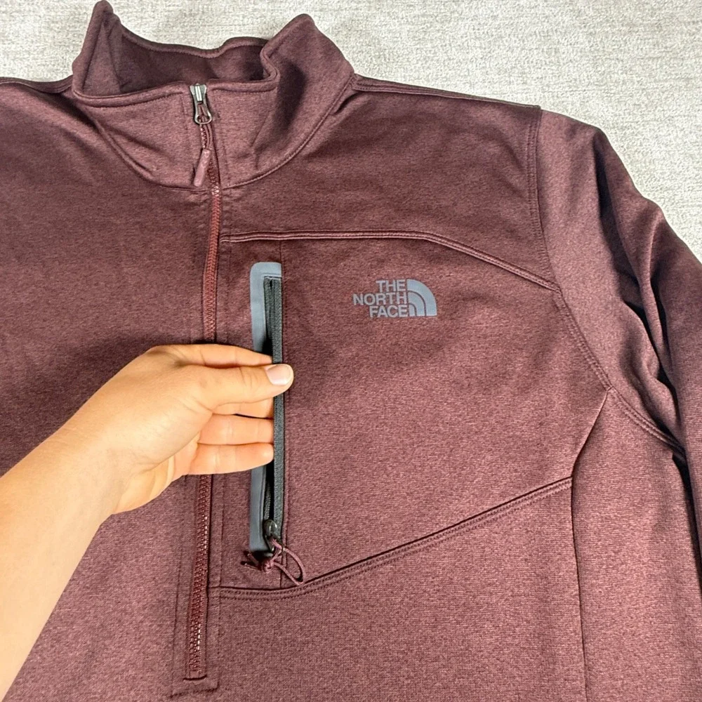 The North Face 1/4 Zip Pullover Mens XL Burgundy Stretch L/S US Freeskiing CUG0